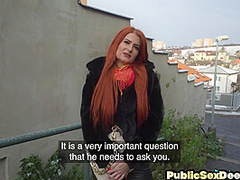 Redhead public bae drilled by big dick in missionary