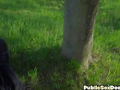 Public nympho horny bae fucked outdoor by big white dick