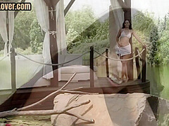 Outdoor foot model nailed in hairypussy during sensual sex