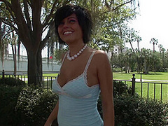 Hot Brunette Emo Chick with Great Tits Naked Masturbating in Public