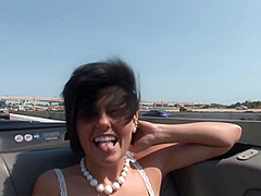 Hot Brunette Emo Chick with Great Tits Naked Masturbating in Public
