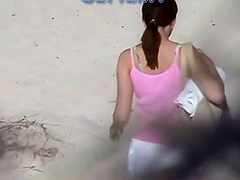 Tom Films The Brunette Slut On The Beach