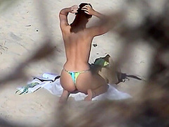 Tom Films The Brunette Slut On The Beach