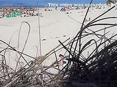 Tom Films The Brunette Slut On The Beach