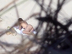 Tom Films The Brunette Slut On The Beach