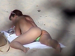 Tom Films The Brunette Slut On The Beach