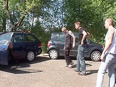 Hot German Chick With An Amazing Body Gets Gangbanged Outdoors