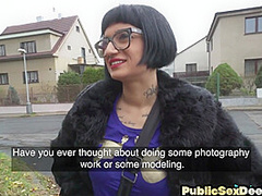 Horny public slut banged by big dick in tight pussy hole
