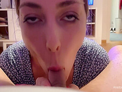 My Stepmom Caught Me Giving A Blowjob To My Boyfriend. We Were Talking And She Watched And He Cum. 8 Min