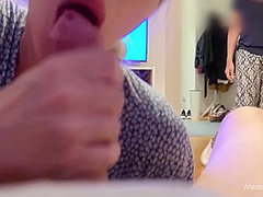 My Stepmom Caught Me Giving A Blowjob To My Boyfriend. We Were Talking And She Watched And He Cum. 8 Min