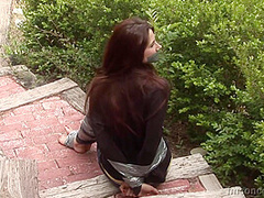 College Girl Natasha Warner Is Left Outdoors All Taped Up!