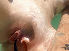 Beautiful Bleika Underwater Jacuzzi Masturbating With Glass Dildo