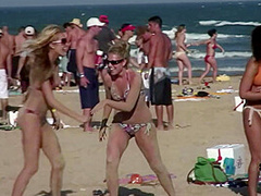 Windy Day on the Beach During Spring Break Meeting Some Party Girls