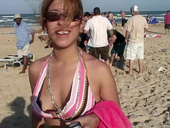 Windy Day on the Beach During Spring Break Meeting Some Party Girls