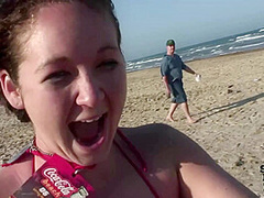 Windy Day on the Beach During Spring Break Meeting Some Party Girls