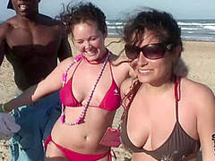 Windy Day on the Beach During Spring Break Meeting Some Party Girls