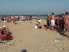 Windy Day on the Beach During Spring Break Meeting Some Party Girls