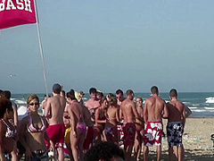 Windy Day on the Beach During Spring Break Meeting Some Party Girls