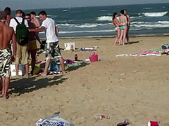 Windy Day on the Beach During Spring Break Meeting Some Party Girls