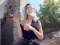 Risky Tourist Spot At Abandoned Castle Poppy Masturbating In Public