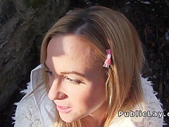 Czech Blonde Banged Outdoor Pov
