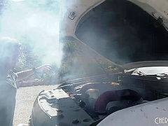 Stepsister Aubree Valentine Tempts Step bro Into The Back Of His Truck With Her Trimmed Pussy