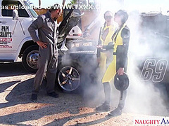 Karlee Grey And Dillion Harper In Cuties Are Having Car Issue But Have No Moolah For A Tow - Time To Improvise!