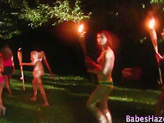 Lesbo Teens Hazed Outside