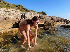Risky Full Nude On Public Beach Rebeka Ruby Getting Hot And Wet In The Sun