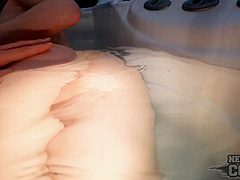 Underwater Jacuzzi Snow Day Glass Dildo Fun With Tiny Lolly