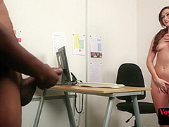 Office voyeur secretary babe leads black cock to cum