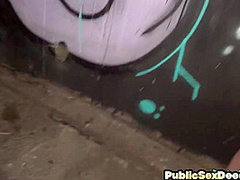 Public slut penetrated by wild fucker in wet pussy hole