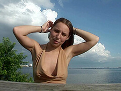 Talkative Girl Gets Naked Around Town then Masturbates on My Couch