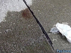 Petite Asian With Hairy Pussy Peeing Outdoors On Public