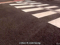 Izabela gets caught sucking and fucking two old dudes in a parking lot - BANG