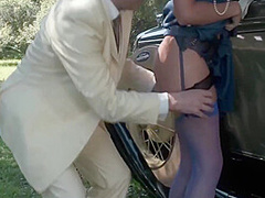 A Blonde Lady Seduced Him Outdoors And Rode His Cock In Her Sexy Lingerie