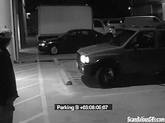 Slutty teen is caught as she sucks cock