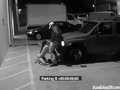 Slutty teen is caught as she sucks cock