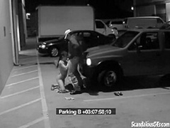 Slutty teen is caught as she sucks cock