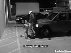 Slutty teen is caught as she sucks cock