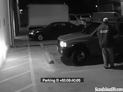 Slutty teen is caught as she sucks cock