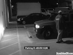 Slutty teen is caught as she sucks cock