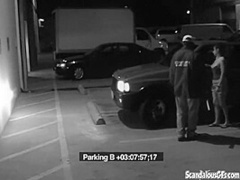 Slutty teen is caught as she sucks cock