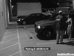 Slutty teen is caught as she sucks cock