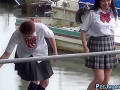 Shameless Japanese Teens Pissing