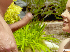 Busty American babe Natasha Nice takes cock in her mouth and deep cleavage GP1241 - PornWorld