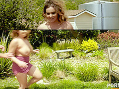 Busty American babe Natasha Nice takes cock in her mouth and deep cleavage GP1241 - PornWorld