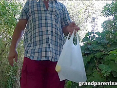 Granny Squirts While Latina Maid Fucks Grandpa By