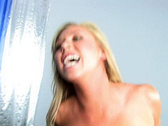 Super sexy blonde whore gets her tits sprayed with warm cum by Public Pickup