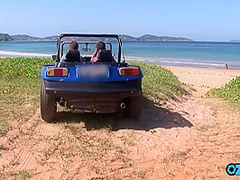 Hardcore Sex On The Beach With A Whorish Brunette